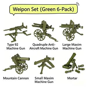 Set de Accesorios Enlazables para Escenas Militares de la Segunda Guerra Mundial: Armas, Cascos, Barreras, Paracaídas, Piezas de Armas para Perros, Regalo para Fans de Escenas Históricas DIY - Product Image 5