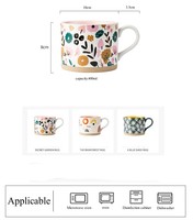 Décalcomanie japonaise de 400ml à motif floral grande capacité, tasses à café en céramique avec poignée, cadeaux