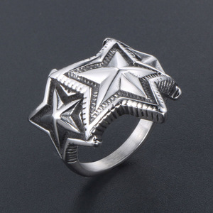 Five Pointed Star Index Finger <b>Ring</b> For Men <b>Titanium</b> Steel Retro Star Design Everyday Wear SA946 - Product Image 3
