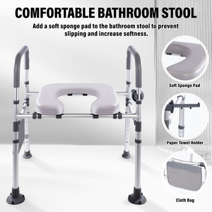 Silla de baño <span class=keywords><strong>para</strong></span> ancianos Pengxing, asiento de inodoro elevado, inodoro elevado de aluminio con mango de paleta - Product Image 2