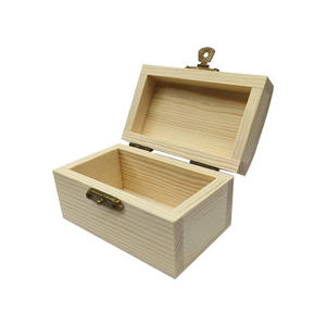 صندوق خشبي غير مكتمل الصنع للزينة، صندوق من خشب الصنوبر مع غطاء مفصلي ومشبك قفل، صندوق خشبي مصنوع يدويًا للديكور - Product Image 5