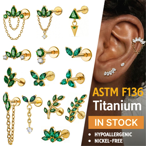 Orecchini Labret con Filettatura Interna in Titanio Grado Impiantabile ASTM F136 con Zircone per Trago ed Helix, Gioielli per Piercing Corporeo JIAXIN - Product Image 1