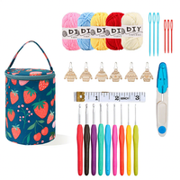 Kit de crochet de 113 pièces avec fil et sac de rangement, ensemble de crochet ergonomique pour débutants, fournitures de tricot DIY