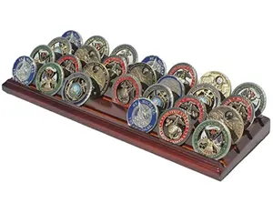 custom Challenge Coin Display Stand 4 Row Wooden Holder Rack Case Holds 28 Coins