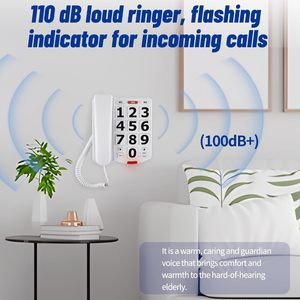 Teléfono Fijo con Botones Grandes y Cable, con SOS y Marcación Rápida M1 M2, Volumen de Llamada Ajustable, Teléfono Fijo para Personas Mayores y Cuidado en el Hogar - Product Image 6