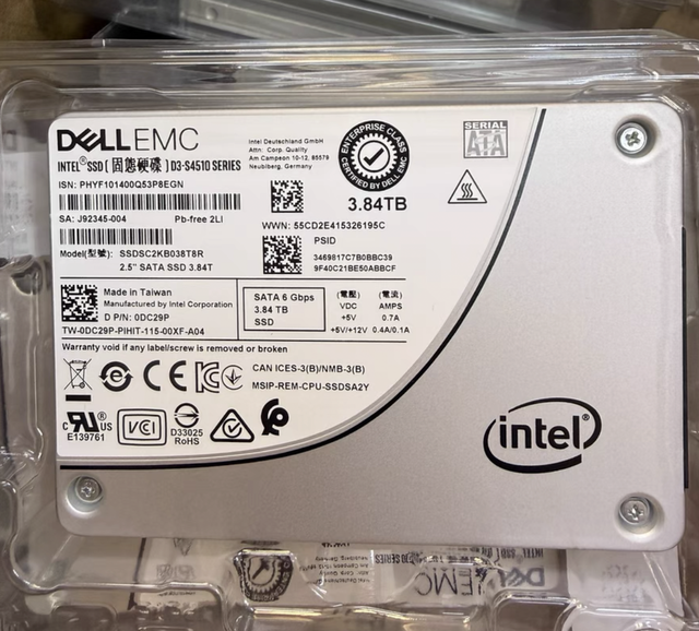 Original Intel D3-S4510 Series 3.84TB SATA 6Gbps 2.5 Inch Internal Server Read Intensive Solid State Drive SSDSC2KB038T8R