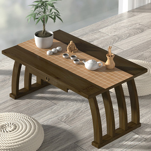Table de fenêtre en baie de style japonais, table basse en bois massif, faite à la main pour salon ou chambre, table à thé Tatami - Product Image 3