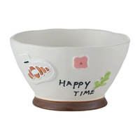 Vaisselle en céramique gaufrée à motif de dessin animé mignon, adorable tasse et assiette pour petit-déjeuner, lait et flocons d'avoine
