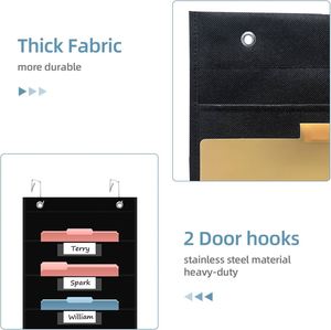 Organizador de Archivos Colgante de Pared con 10 Bolsillos (Tela No Tejida Negra) para Clases y Oficinas - Almacena Tareas, Archivos y Documentos - Product Image 3