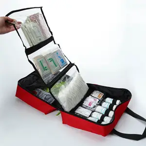 Bolsa portátil de botiquín de primeros auxilios con suministros médicos para coche, hogar, viaje, deporte al aire libre