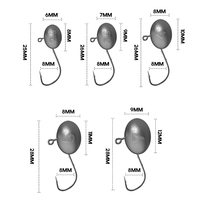 4X Hameçons Jig Head en Acier Carbone à Double Ardillon, Style Mustad, Têtes Larges, Hameçons Plombés pour la Pêche à la Truite, à la Perche, en Ruisseau et en Eau Salée