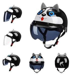 女性漫画3D耳動物フルシーズンハーフライディングヘルメットロングショートレンズ電動バイクヘルメット - Product Image 1