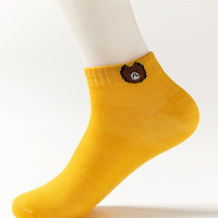 Vente chaude ours mince bateau chaussettes femme dessin animé chaussettes 10 paires par sac mélangé 10 couleurs