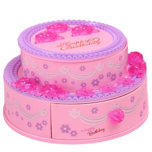 Pink Cake <b>Music</b> Jewelry <b>Box</b> Round DIY With Mirror For Gift Storage - Product Image 5
