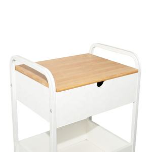 롤링 우드 주방 카트 트롤리와 휠을 사용하여 대나무 탑 식품 보관 제공 - Product Image 4