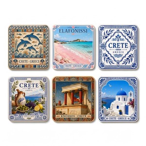 Sous-verres en céramique personnalisés écologiques imprimés UV, vente en gros uniquement, souvenirs de <span class=keywords><strong>Crète</strong></span>, sous-verres à thé - Product Image 4