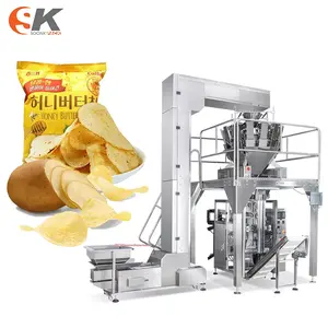 Máquina automática de embalaje de chips de plátano crujiente de palomitas de maíz/frijoles/arroz/nueces/gránulos/máquina de embalaje pesadora de palomitas de maíz