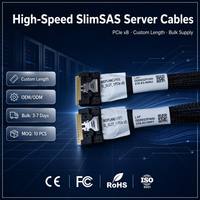 Câble interne double couche SFF8654 SlimSAS 8i PCIe 4.0 X8 de 12 pouces pour serveur, carte graphique, panneau intermédiaire, panneau de rangement, personnalisable