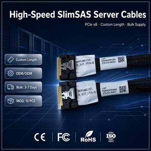 สายเคเบิลภายใน SFF8654 SlimSAS 8i PCIe 4.0 X8 สำหรับเซิร์ฟเวอร์ GPU Riser Midplane Storage Backplane ปรับแต่งได้ 128Gbps มีสินค้าในสต็อก - Product Image 5