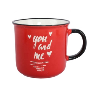 Taza de Café de Cerámica Personalizada de 14 oz <span class=keywords><strong>para</strong></span> San Valentín, Nuevo Estilo, Regalo Promocional <span class=keywords><strong>para</strong></span> Parejas, Diseño de Texto Blanco y Rojo, Impresión Serigráfica, Bodas - Product Image 5