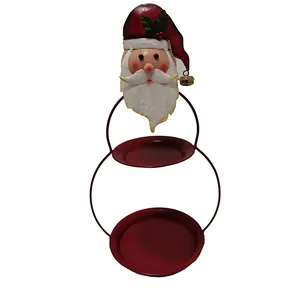 2022 Hot Selling Red Santa Claus Shape 2-Tiers Giant Outdoor Christmas Decoration Deer Storage Holder