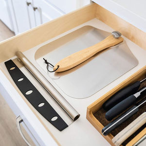 <span class=keywords><strong>Set</strong></span> di Pietre per <span class=keywords><strong>Pizza</strong></span> in Ceramica Ecologica per BBQ e <span class=keywords><strong>Cottura</strong></span>, Utensili da Forno Rettangolari con Manico in Legno e Taglierina - Product Image 3