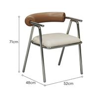Chaise de salle à manger en acier inoxydable de style industriel, mobilier durable pour la maison, revêtement en cuir, garantie de 3 ans pour les restaurants et les hôtels