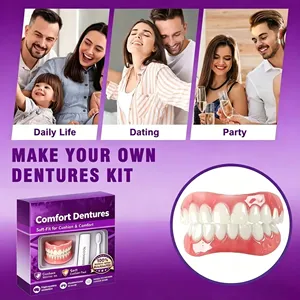 Prothèses dentaires supérieures et inférieures en silicone moulable, ajustement doux et confortable, ensemble de dents artificielles, sourire naturel, confiance, aucune colle requise, soins bucco-dentaires - Product Image 6