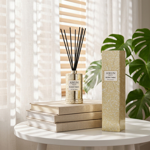 Aikun Low MOQ Embossed Cylinder Glass Bottle 100ml Luxury Gift Box High Concentration <b>Reed</b> <b>Diffuser</b> Set For Bedroom Relaxation - Product Image 1