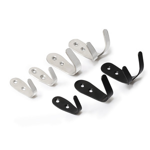 Stainless Steel Wall <b>Hooks</b> Black Silver Minimalist Design For Door Bathroom <b>Kitchen</b> Mounting Hardware Accessories - Product Image 1