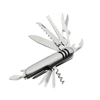 Couteau pliant en acier inoxydable 11-en-1 Porte-clés de poche suisse avec poignée en métal pour le camping en plein air