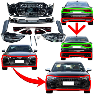Installation sans dommages pour Audi A8, mise à niveau vers kit carrosserie S8, pare-chocs avant, phares LED, calandre, spoiler, matériau PP de haute qualité. - Product Image 1