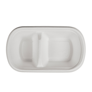 Biodegradable Food Containers Sugarcane Bagasse Pulp Disposable 2 Compartment Lunch Box With Lid