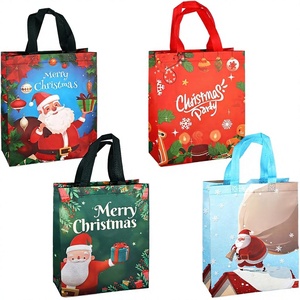 Sacs cadeaux de Noël en non-tissé, 4 styles, motif de dessin animé, taille moyenne, bandoulière, sacs de courses réutilisables - Product Image 2