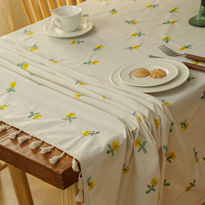 <span class=keywords><strong>Elegante</strong></span> <span class=keywords><strong>Tovaglia</strong></span> Rettangolare in Cotone e Lino Ricamata <span class=keywords><strong>con</strong></span> Nappe, Copritavolo Impermeabile Personalizzato per Casa, Hotel, Feste, Picnic - Product Image 1