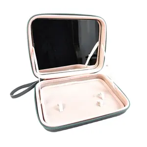 Profession elle benutzer definierte Organizer mit großer Kapazität Tragbare Aufbewahrung Make-up Pinsel Fall mit Spiegel Kosmetik Reisetasche