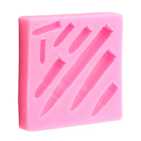 Moule en silicone pour décoration de gâteau en fondant, forme carrée 3D, 8 tailles différentes, motif balles de pistolet, DIY