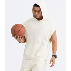 Felpa Oversize senza maniche <span class=keywords><strong>con</strong></span> <span class=keywords><strong>cappuccio</strong></span> regolabile e senza maniche tasche <span class=keywords><strong>con</strong></span> tasche a coste - Product Image 1