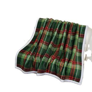 Plaid en flanelle tricotée vert vintage à motifs, doux, confortable, anti-boulochage, léger et portable pour toutes les saisons - Product Image 1