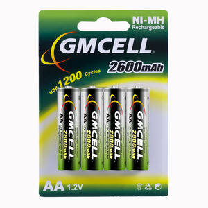 GMCELL <span class=keywords><strong>NiMH</strong></span>-Batterien Hochwertige 2/4er-Packung Aluminiumfolien-Ummantelung 1,2V 2600mAh Wiederaufladbare Ni-MH AA-Batterien - Product Image 1