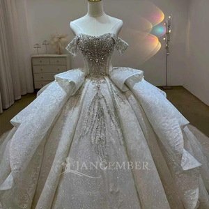 Vestido de Novia Romántico Bohemio, Estilo Princesa, Largo hasta el Suelo, con Espalda Descubierta, Adornado con Cuentas y Bordados, Modelo LSJ73 - Product Image 5