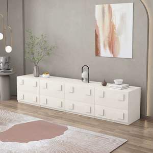 Home Modern Farmhouse Combinable Stackable <b>White</b> Wooden Bedroom Nightstand Sofa <b>Side</b> Storage Cabinet Living Room - Product Image 5