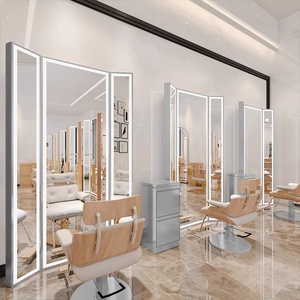 Miroir de salon professionnel moderne <span class=keywords><strong>à</strong></span> trois volets, mobilier de salon commercial, <span class=keywords><strong>table</strong></span> autoportante en verre - Product Image 4