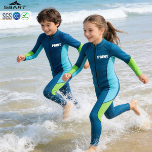 儿童 2 毫米夏季潜水服两件套长袖氯丁橡胶潜水服外套保暖儿童冲浪游泳潜水服定制印花 - Product Image 1