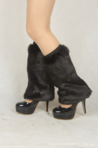 Stivale lungo autunno inverno da <span class=keywords><strong>donna</strong></span> copre Leggings a gamba alta in peluche di finta volpe calda Performance da palcoscenico con pelliccia di volpe scaldamuscoli - Product Image 6