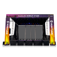 HY-S595 plate-forme de scène extérieure robuste semi-remorque mobile avec capacité de 550kg/㎡ pour les concerts, les festivals et les promotions