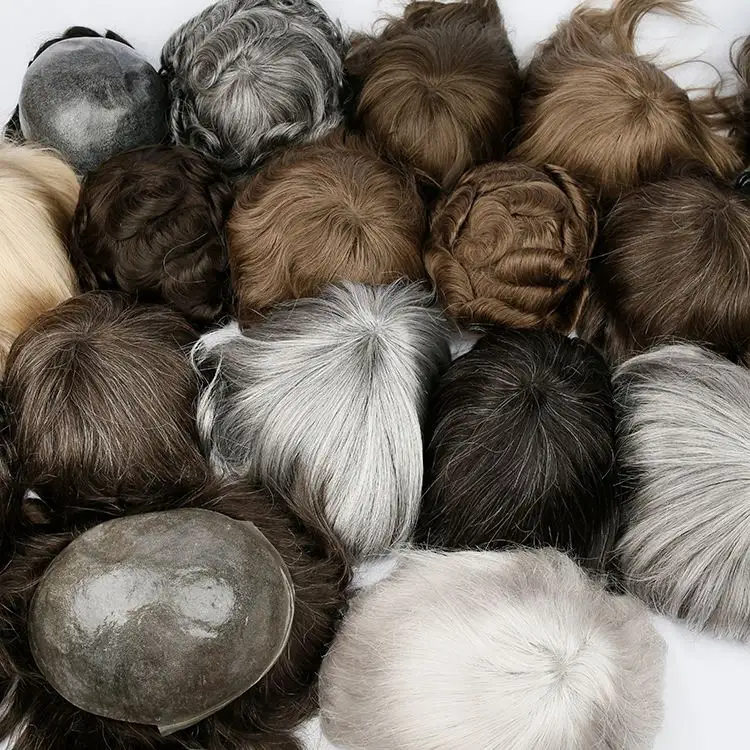 Fine Mono And Pu Toupee Silicone Men Toupee Hairpiece Human Hair Replacement System Prosthesis Wigs Poly Hair Toupee