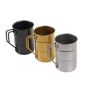 Outdoor Sport 304 Stainless Steel Metal Wine Beer Cup Nostalgic Industrial Style Retro Creative Water Cup For Camping Hiking