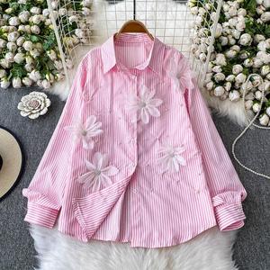 Blusa de Alta Calidad con Estampado Floral para Mujer, Manga Larga, Botones, Tejido Transpirable, Estilo Casual para Otoño y Primavera, Logotipo en la Parte Delantera - Product Image 6