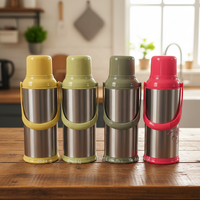 Bouteille isotherme en verre incassable de 3,2 L avec isolation thermique de 24 à 48 heures, bouchon à paille rabattable, adaptée aux enfants